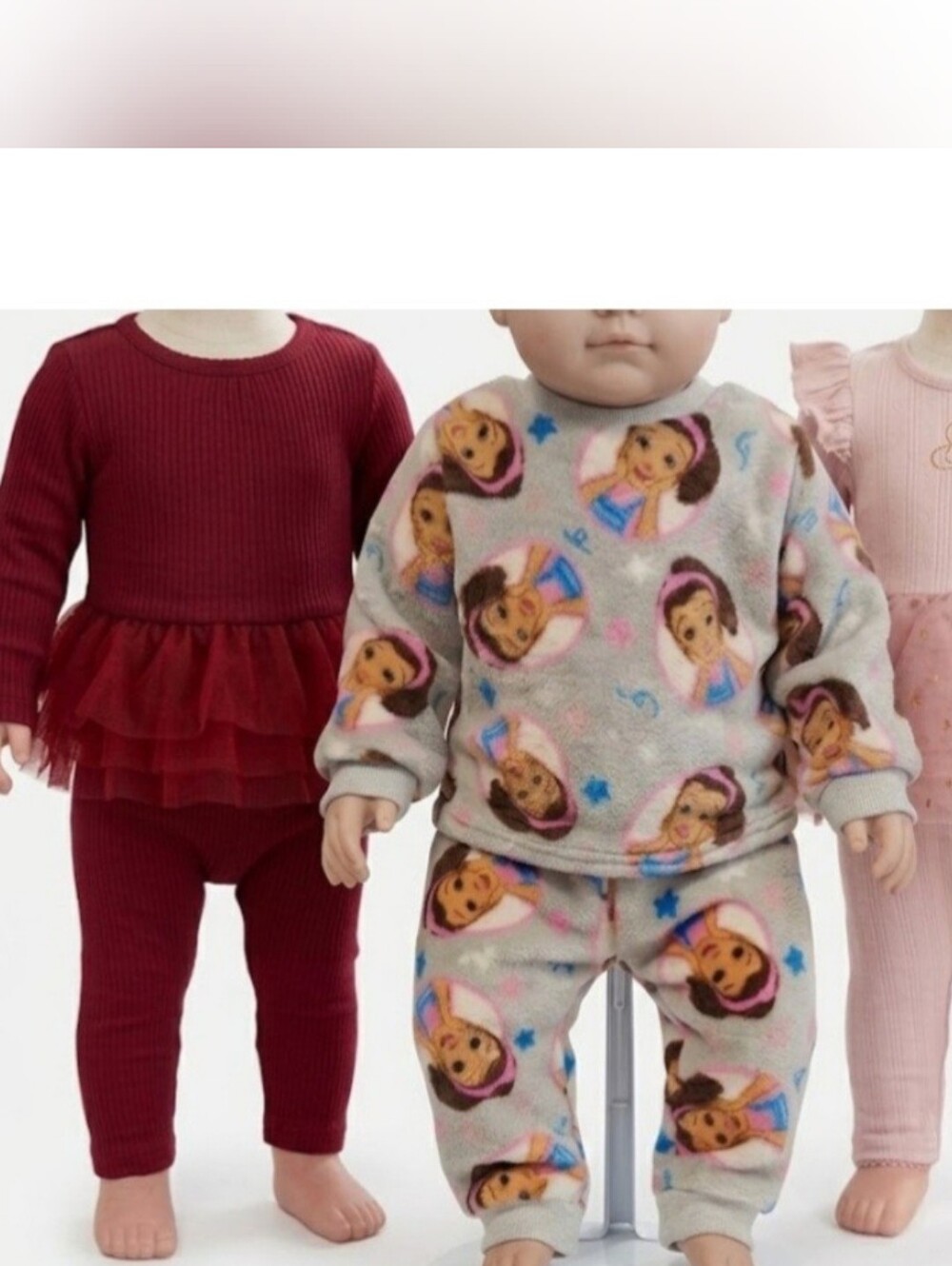 Plush Character Print Grey & Pink Set